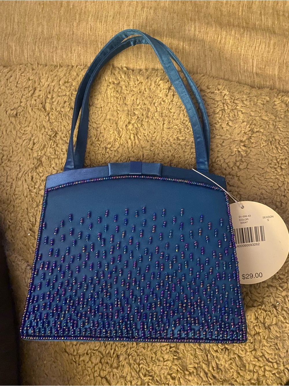 NWT Valerie Stevens Teal Blue Satin Beaded Mini Purse | Flower Girl & Weddings